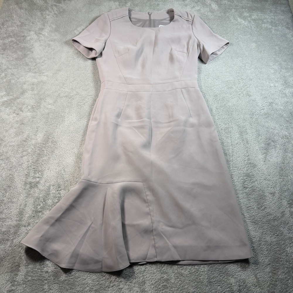 Anne Valerie Hash pour Cartier Dress Womens 38 Taupe Asymmetrical Ruffle Hem